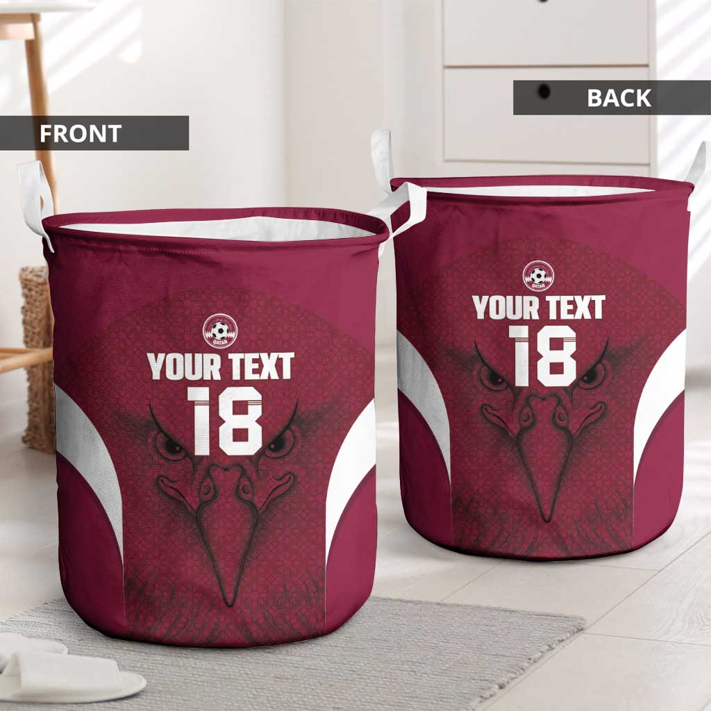 Custom Qatar Football Laundry Basket Maroon Falcon Spirit Red Version - Wonder Print Shop