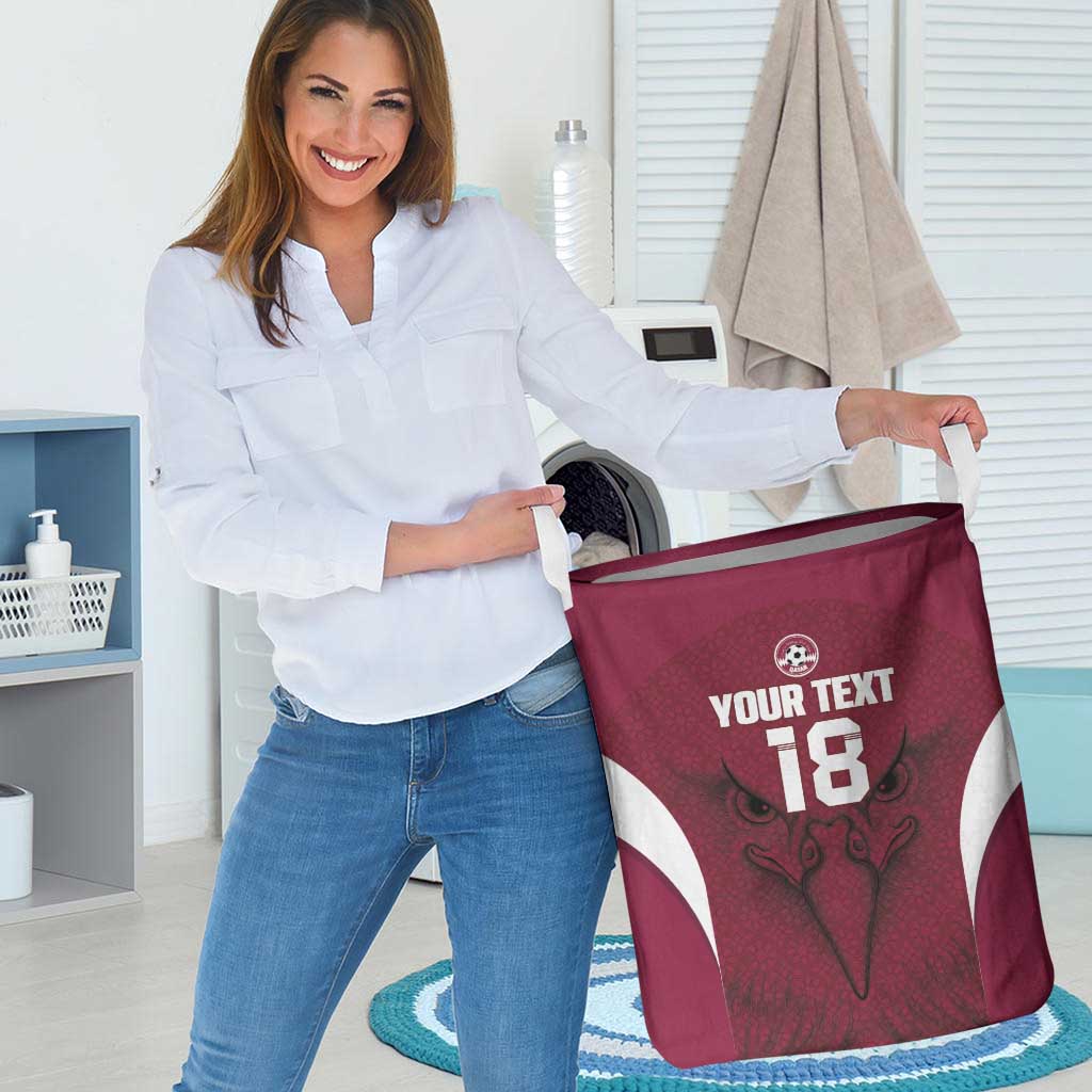 Custom Qatar Football Laundry Basket Maroon Falcon Spirit Red Version - Wonder Print Shop