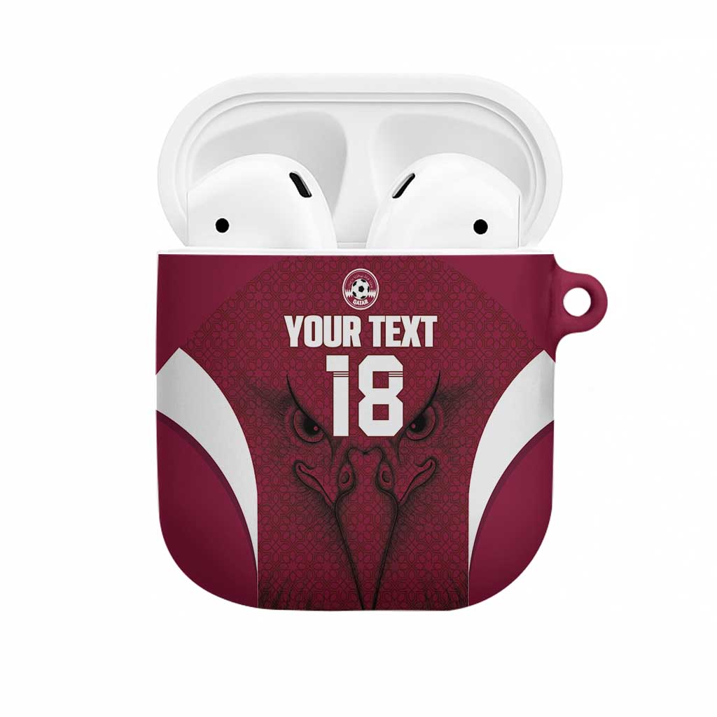 Custom Qatar Football AirPods Case Maroon Falcon Spirit Red Version - Wonder Print Shop