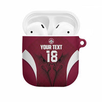 Custom Qatar Football AirPods Case Maroon Falcon Spirit Red Version - Wonder Print Shop