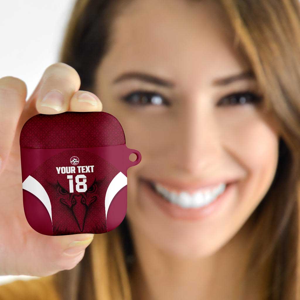 Custom Qatar Football AirPods Case Maroon Falcon Spirit Red Version - Wonder Print Shop