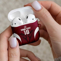 Custom Qatar Football AirPods Case Maroon Falcon Spirit Red Version - Wonder Print Shop
