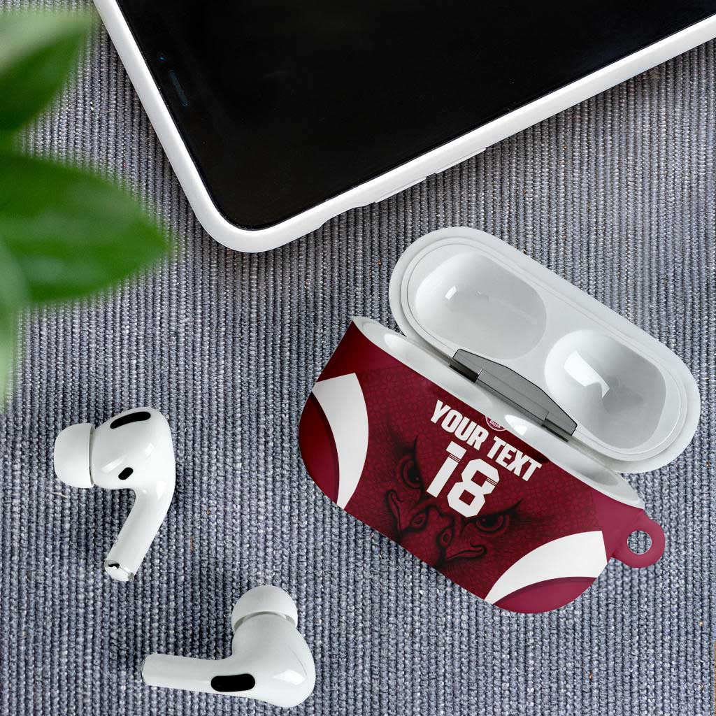 Custom Qatar Football AirPods Case Maroon Falcon Spirit Red Version - Wonder Print Shop