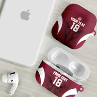 Custom Qatar Football AirPods Case Maroon Falcon Spirit Red Version - Wonder Print Shop