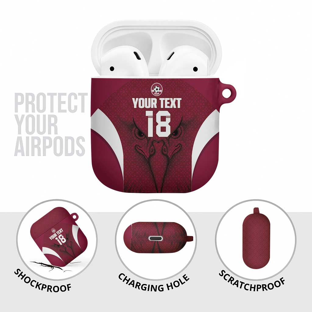 Custom Qatar Football AirPods Case Maroon Falcon Spirit Red Version - Wonder Print Shop