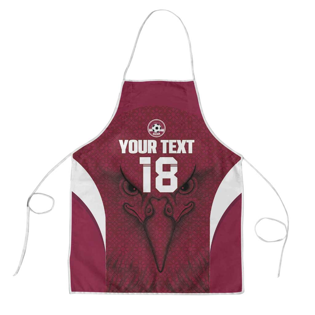 Custom Qatar Football Apron Maroon Falcon Spirit Red Version - Wonder Print Shop