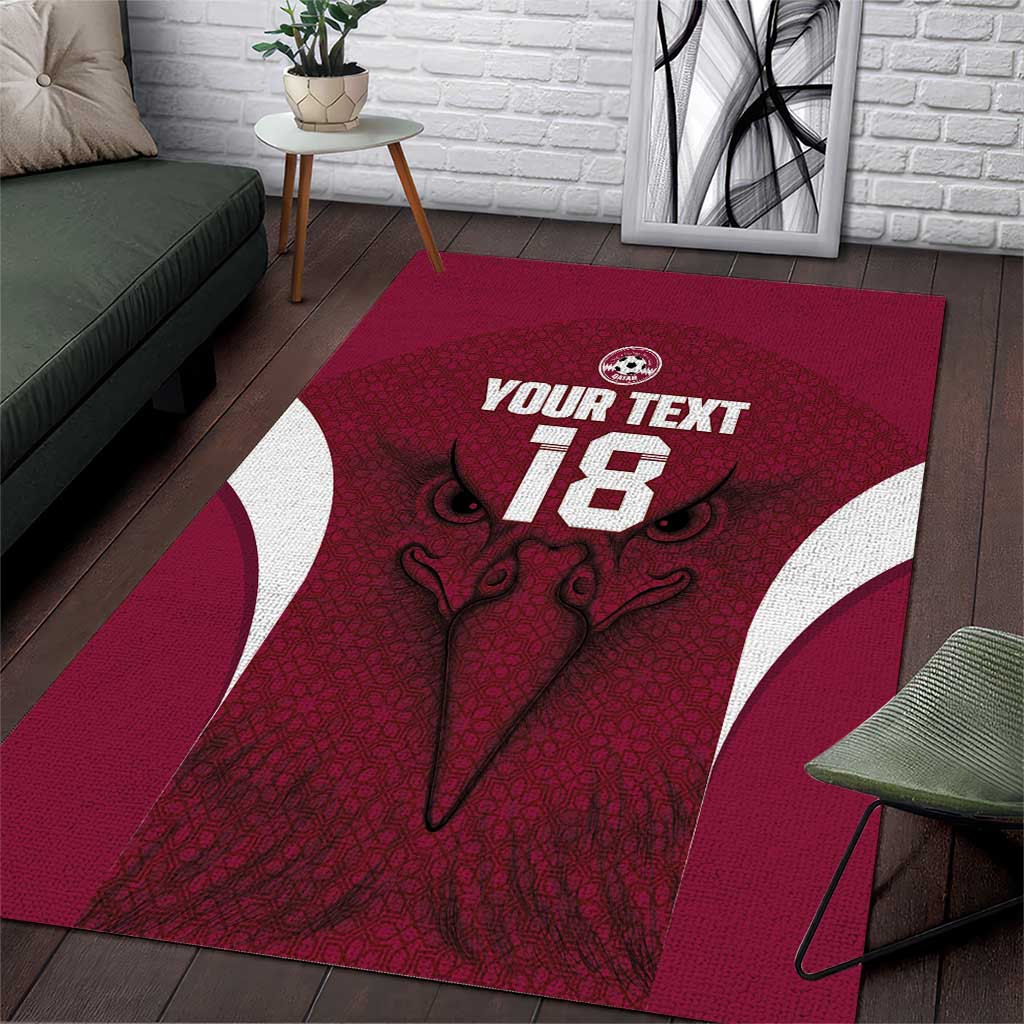 Custom Qatar Football Area Rug Maroon Falcon Spirit Red Version - Wonder Print Shop