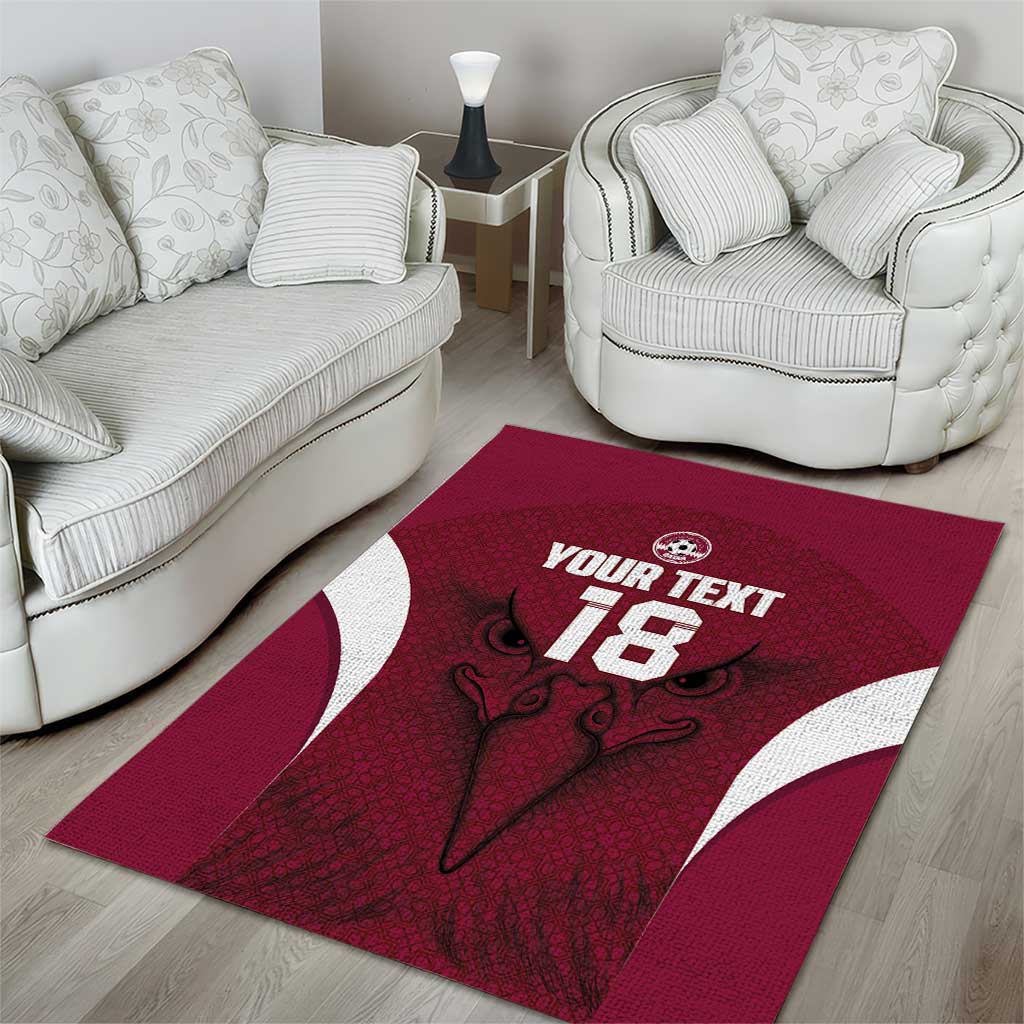 Custom Qatar Football Area Rug Maroon Falcon Spirit Red Version - Wonder Print Shop