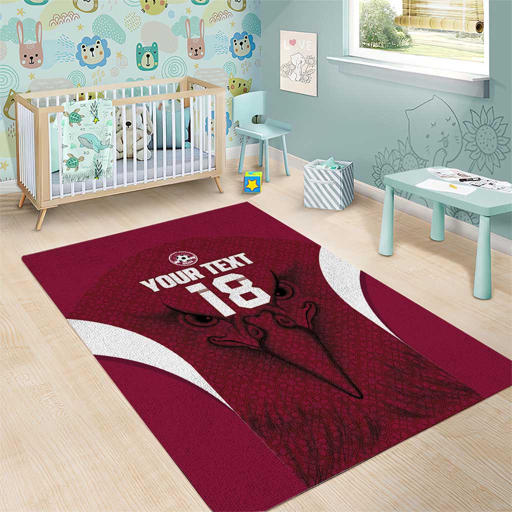 Custom Qatar Football Area Rug Maroon Falcon Spirit Red Version - Wonder Print Shop