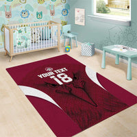 Custom Qatar Football Area Rug Maroon Falcon Spirit Red Version - Wonder Print Shop