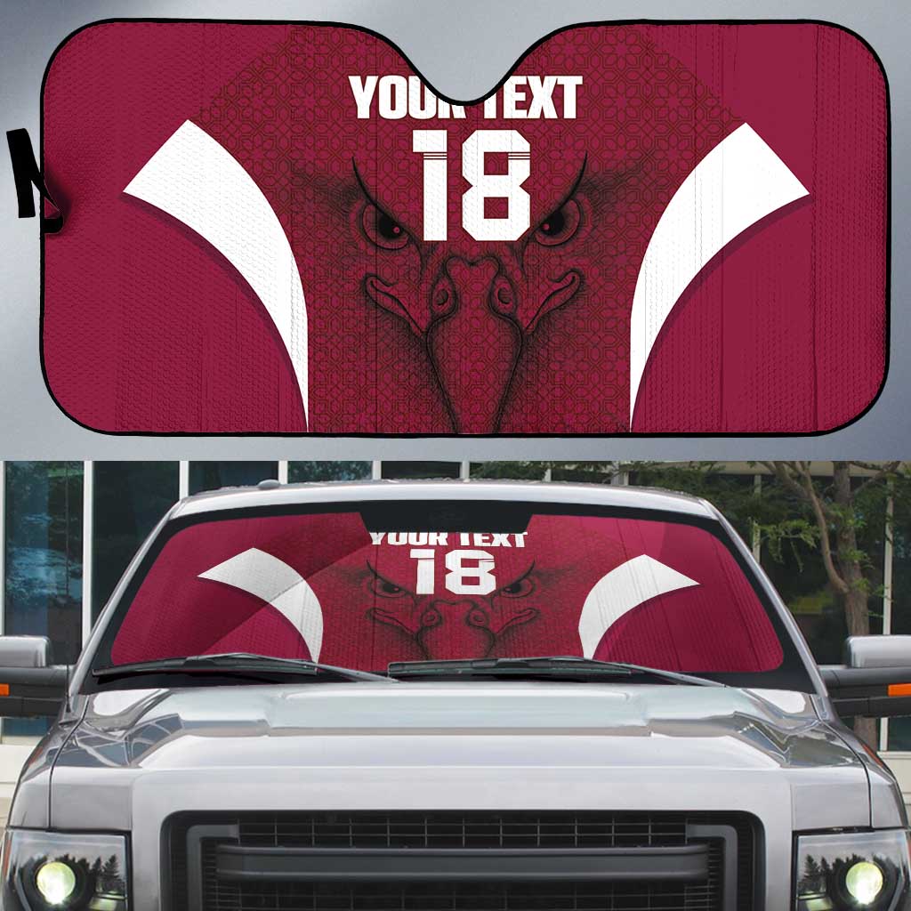 Custom Qatar Football Auto Sun Shade Maroon Falcon Spirit Red Version - Wonder Print Shop