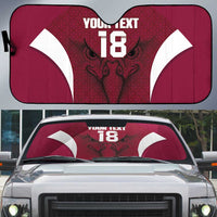 Custom Qatar Football Auto Sun Shade Maroon Falcon Spirit Red Version - Wonder Print Shop