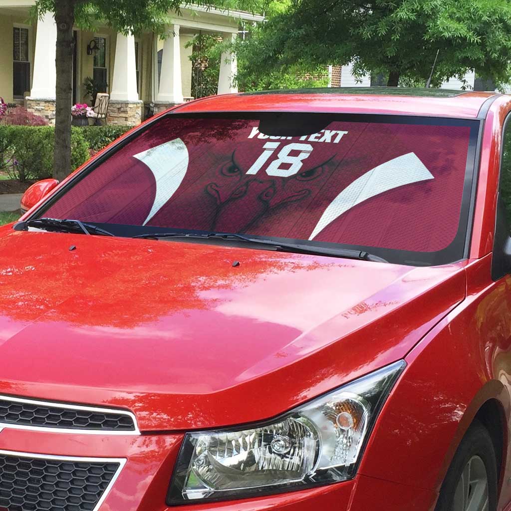 Custom Qatar Football Auto Sun Shade Maroon Falcon Spirit Red Version - Wonder Print Shop