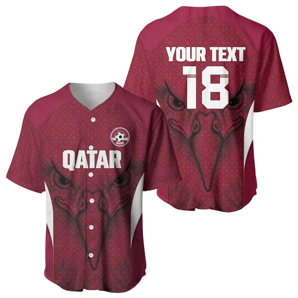 Custom Qatar Football Baseball Jersey Maroon Falcon Spirit Red Version - Wonder Print Shop