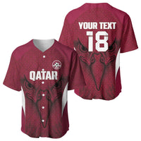 Custom Qatar Football Baseball Jersey Maroon Falcon Spirit Red Version - Wonder Print Shop