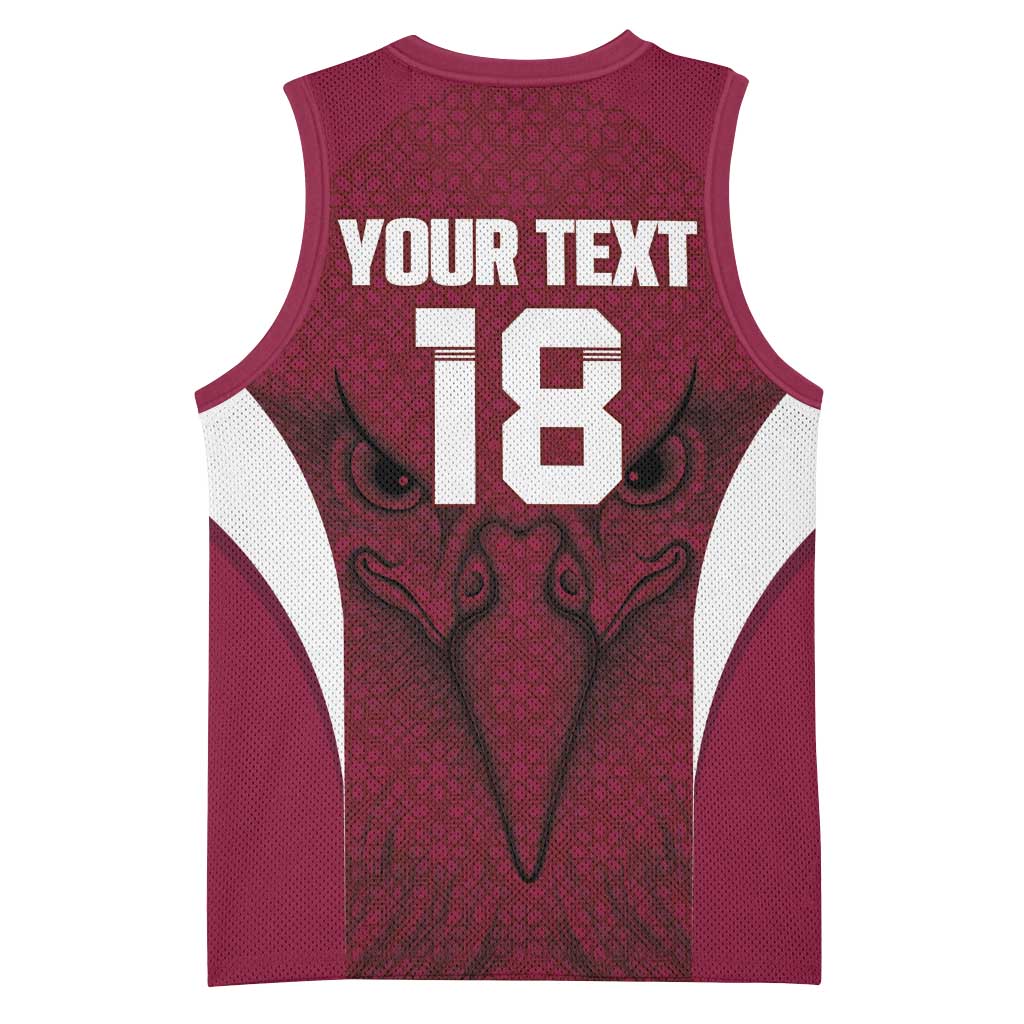 Custom Qatar Football Basketball Jersey Maroon Falcon Spirit Red Version - Wonder Print Shop