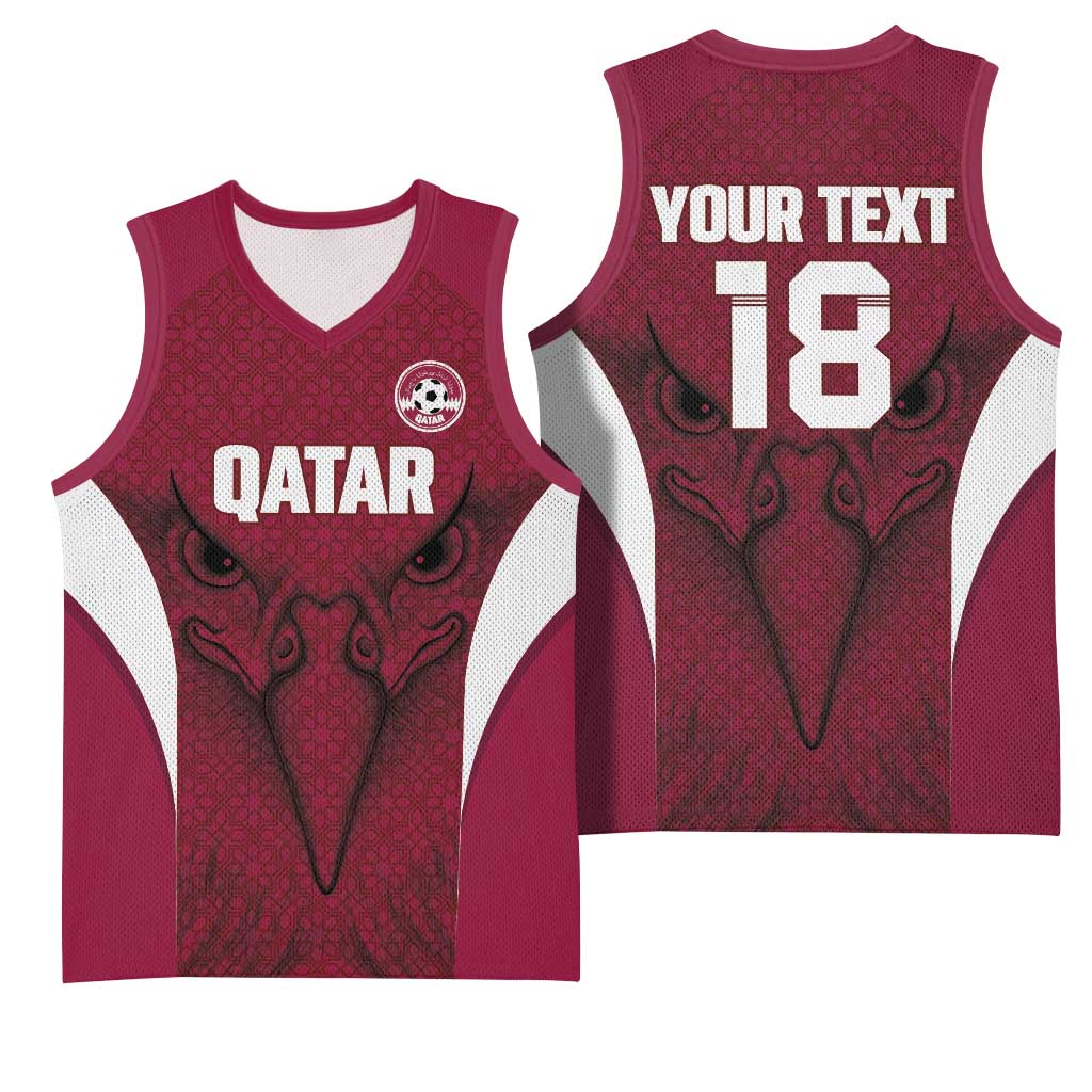Custom Qatar Football Basketball Jersey Maroon Falcon Spirit Red Version - Wonder Print Shop