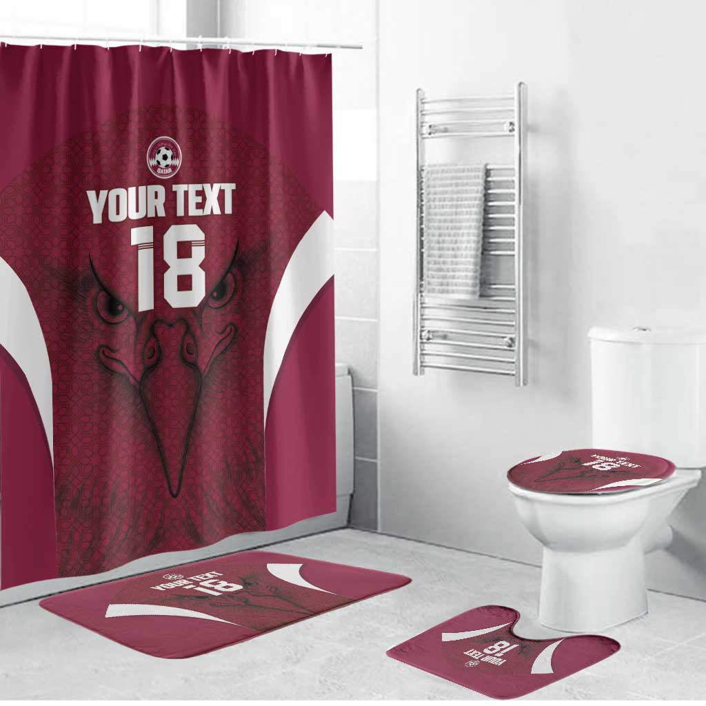 Custom Qatar Football Bathroom Set Maroon Falcon Spirit Red Version - Wonder Print Shop