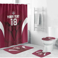 Custom Qatar Football Bathroom Set Maroon Falcon Spirit Red Version - Wonder Print Shop
