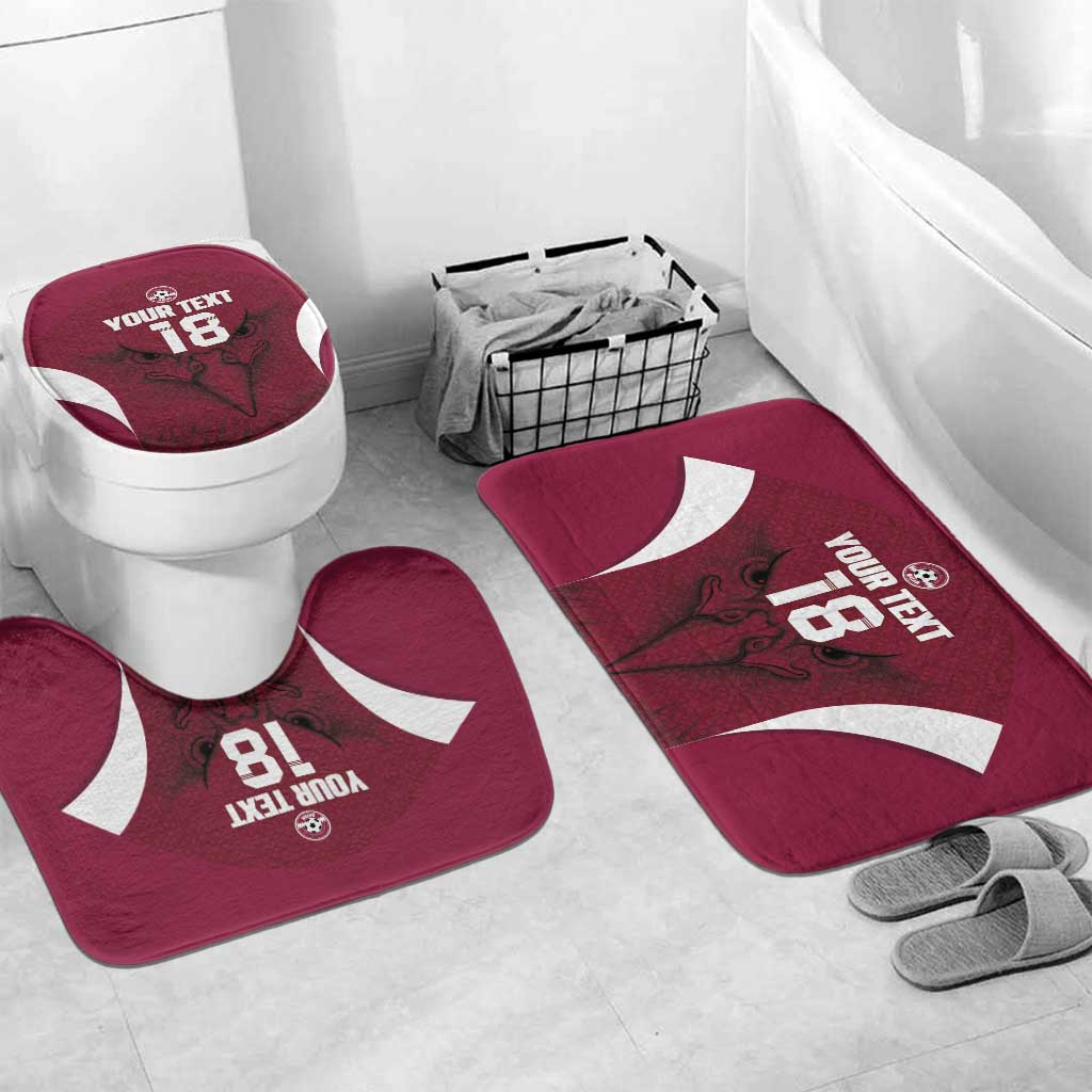 Custom Qatar Football Bathroom Set Maroon Falcon Spirit Red Version - Wonder Print Shop