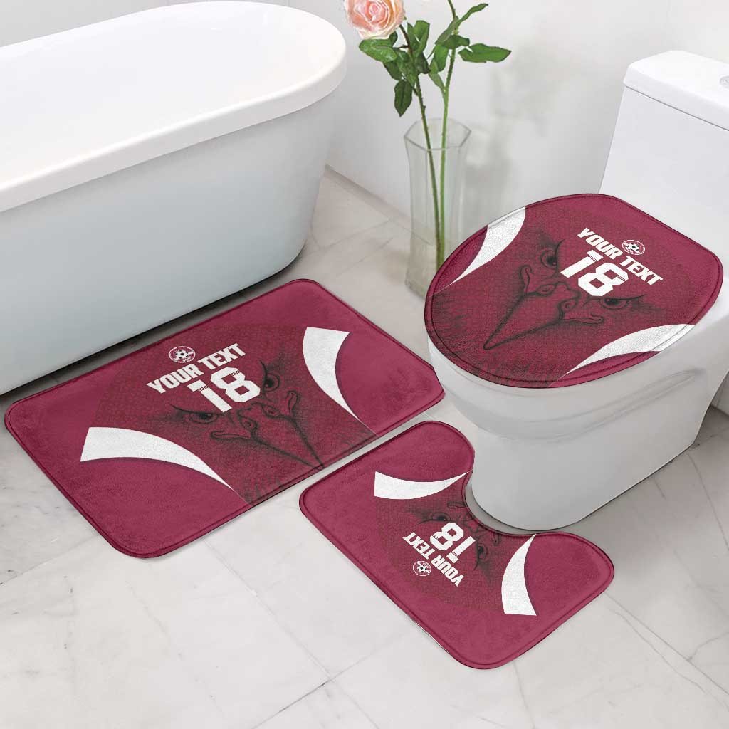 Custom Qatar Football Bathroom Set Maroon Falcon Spirit Red Version - Wonder Print Shop