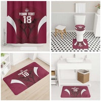 Custom Qatar Football Bathroom Set Maroon Falcon Spirit Red Version - Wonder Print Shop