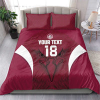 Custom Qatar Football Bedding Set Maroon Falcon Spirit Red Version - Wonder Print Shop