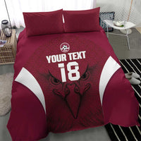 Custom Qatar Football Bedding Set Maroon Falcon Spirit Red Version - Wonder Print Shop