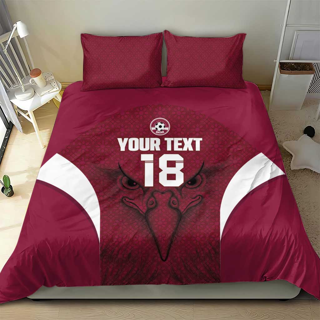 Custom Qatar Football Bedding Set Maroon Falcon Spirit Red Version - Wonder Print Shop