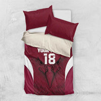 Custom Qatar Football Bedding Set Maroon Falcon Spirit Red Version - Wonder Print Shop