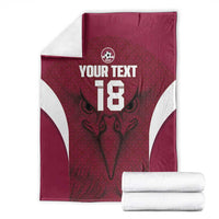 Custom Qatar Football Blanket Maroon Falcon Spirit Red Version - Wonder Print Shop