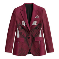 Custom Qatar Football Blazer Maroon Falcon Spirit Red Version - Wonder Print Shop