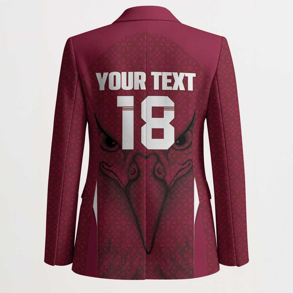 Custom Qatar Football Blazer Maroon Falcon Spirit Red Version - Wonder Print Shop