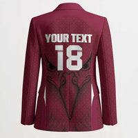 Custom Qatar Football Blazer Maroon Falcon Spirit Red Version - Wonder Print Shop