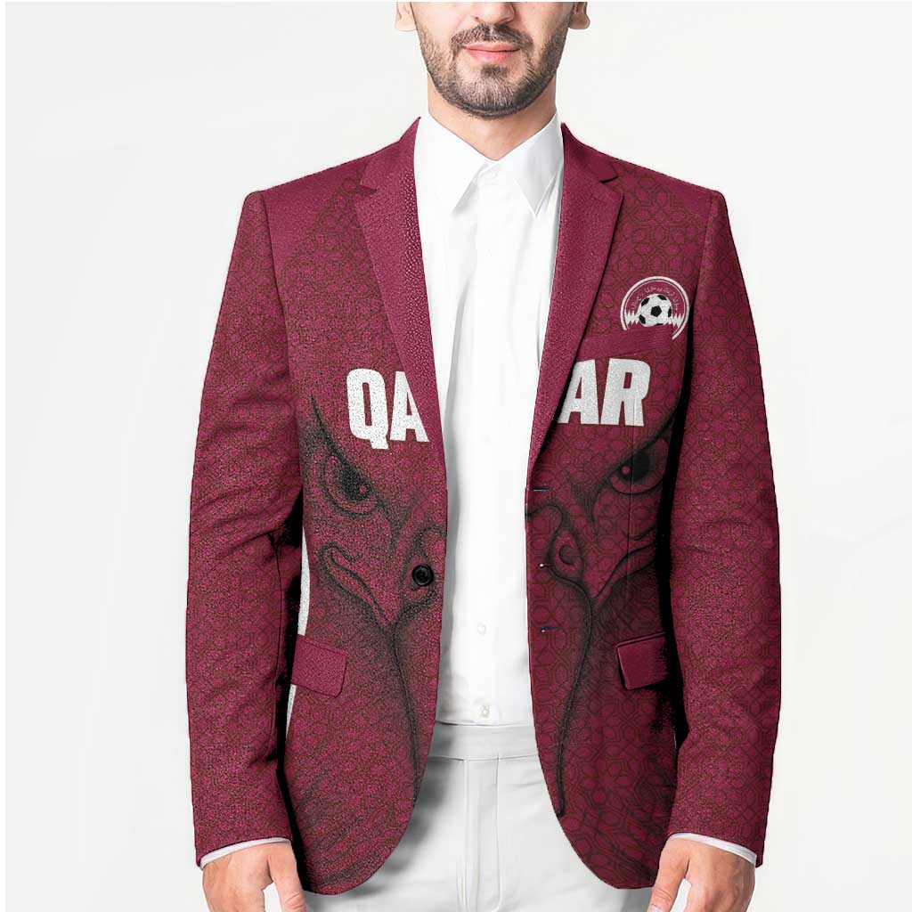 Custom Qatar Football Blazer Maroon Falcon Spirit Red Version - Wonder Print Shop