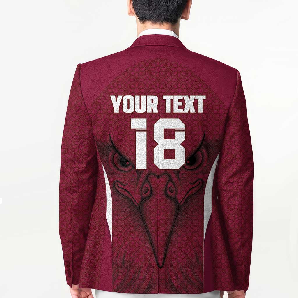 Custom Qatar Football Blazer Maroon Falcon Spirit Red Version - Wonder Print Shop