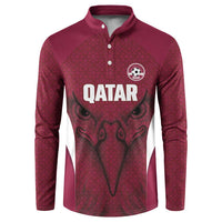Custom Qatar Football Button Sweatshirt Maroon Falcon Spirit Red Version - Wonder Print Shop