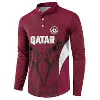 Custom Qatar Football Button Sweatshirt Maroon Falcon Spirit Red Version - Wonder Print Shop