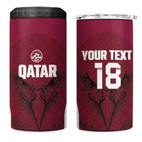Custom Qatar Football 4 in 1 Can Cooler Tumbler Maroon Falcon Spirit Red Version - Wonder Print Shop