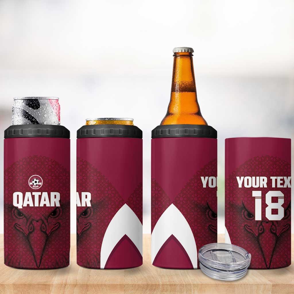 Custom Qatar Football 4 in 1 Can Cooler Tumbler Maroon Falcon Spirit Red Version - Wonder Print Shop