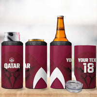 Custom Qatar Football 4 in 1 Can Cooler Tumbler Maroon Falcon Spirit Red Version - Wonder Print Shop