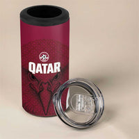 Custom Qatar Football 4 in 1 Can Cooler Tumbler Maroon Falcon Spirit Red Version - Wonder Print Shop