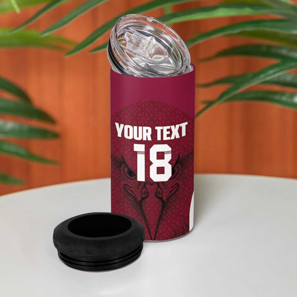 Custom Qatar Football 4 in 1 Can Cooler Tumbler Maroon Falcon Spirit Red Version - Wonder Print Shop