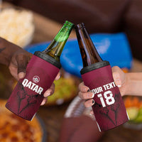 Custom Qatar Football 4 in 1 Can Cooler Tumbler Maroon Falcon Spirit Red Version - Wonder Print Shop