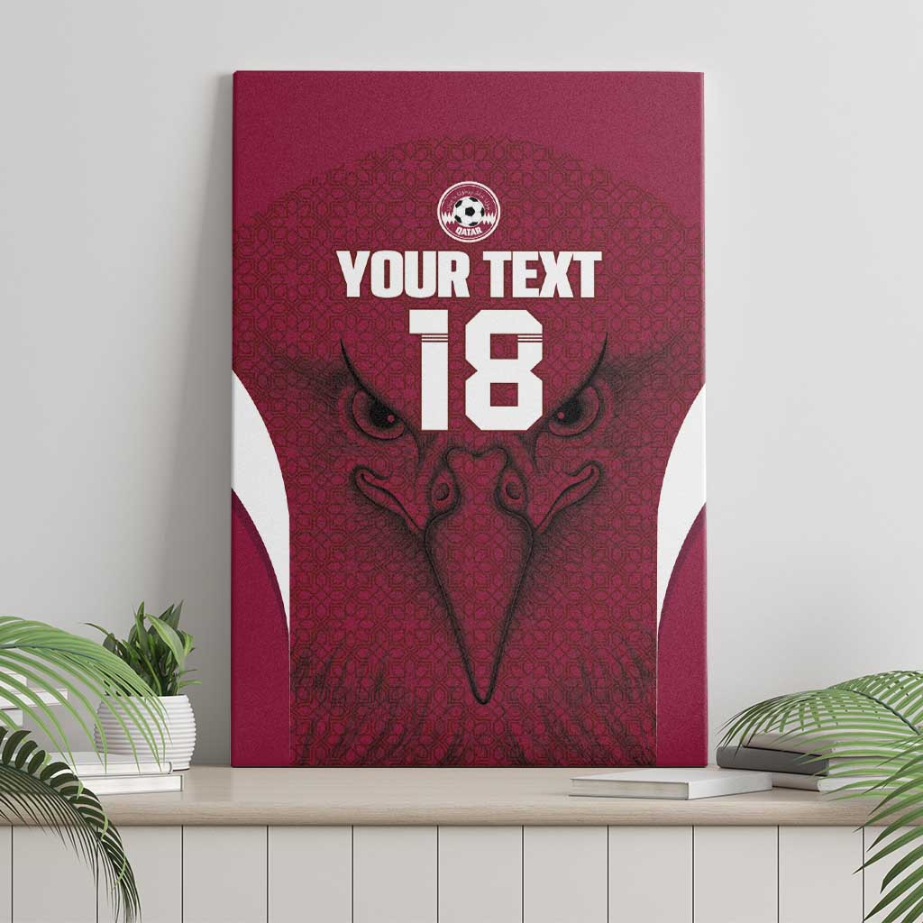 Custom Qatar Football Canvas Wall Art Maroon Falcon Spirit Red Version - Wonder Print Shop