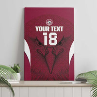 Custom Qatar Football Canvas Wall Art Maroon Falcon Spirit Red Version - Wonder Print Shop