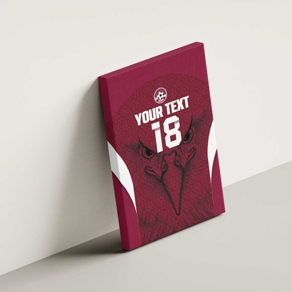 Custom Qatar Football Canvas Wall Art Maroon Falcon Spirit Red Version - Wonder Print Shop