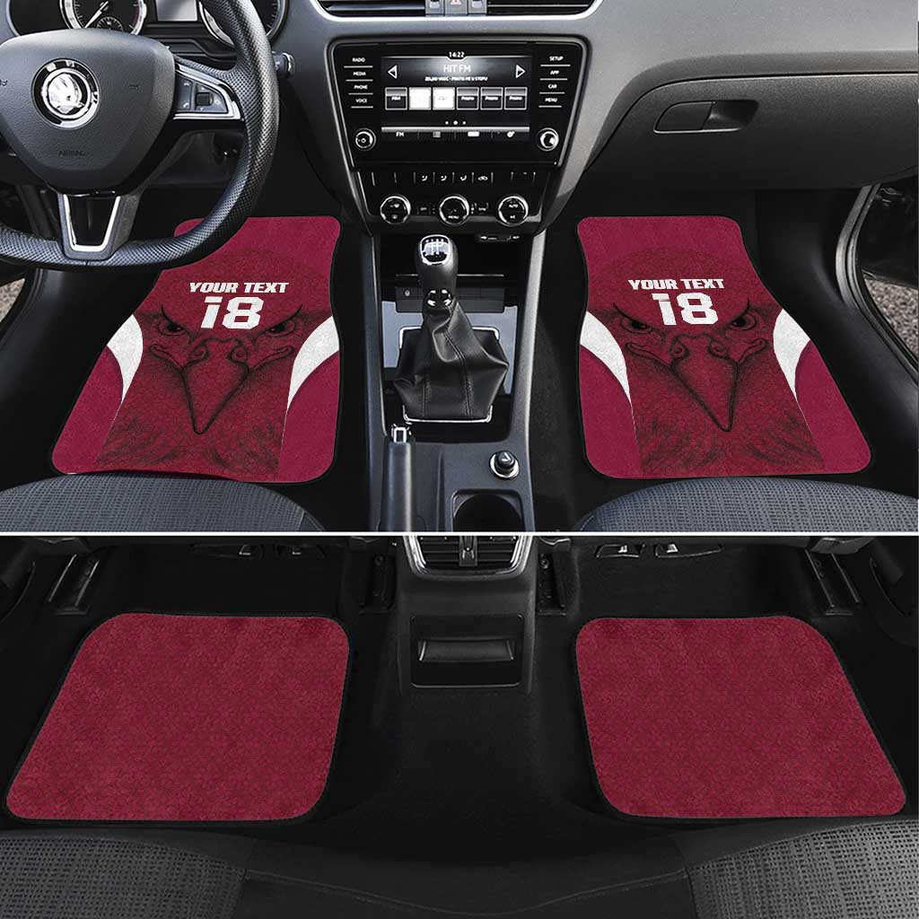 Custom Qatar Football Car Mats Maroon Falcon Spirit Red Version - Wonder Print Shop