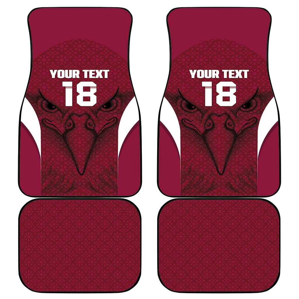 Custom Qatar Football Car Mats Maroon Falcon Spirit Red Version - Wonder Print Shop