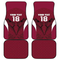 Custom Qatar Football Car Mats Maroon Falcon Spirit Red Version - Wonder Print Shop